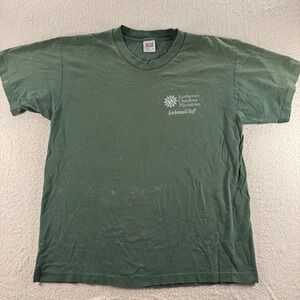 Vtg Lutheran Outdoor Ministries TShirt Kirchenwald Staff Green Anvil L Religious